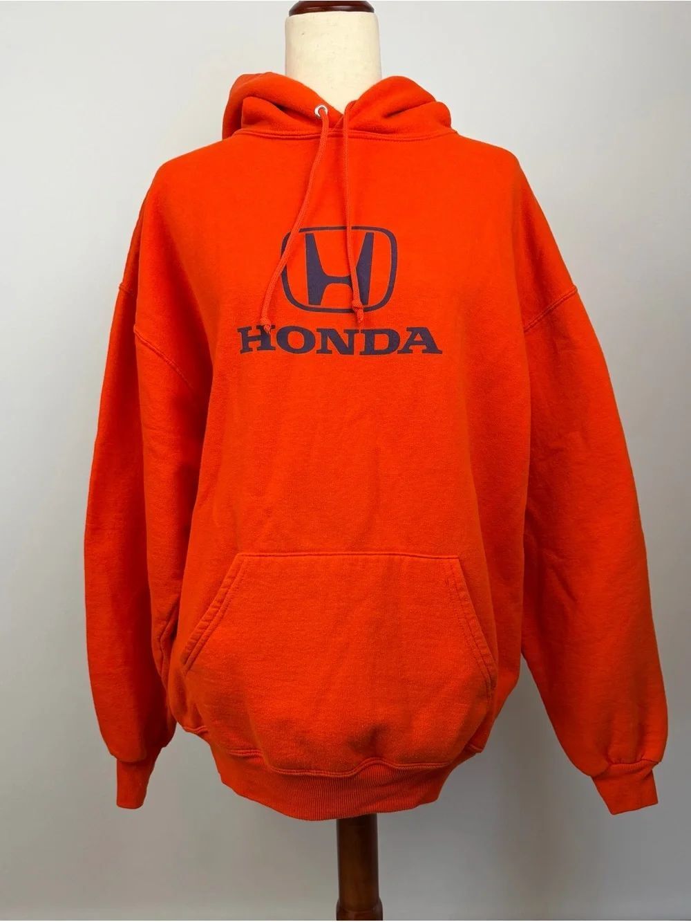 Jerzees Bright Orange Honda Hooded Sweatshirt with Drawstring Size XL